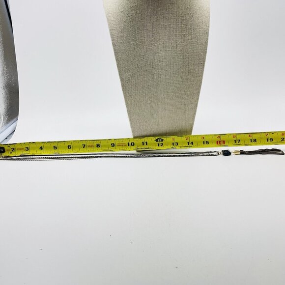 Long Layered Chain Necklace Black Beads Brass Tone Tassel Signed LOFT OUTLET - Picture 6 of 8